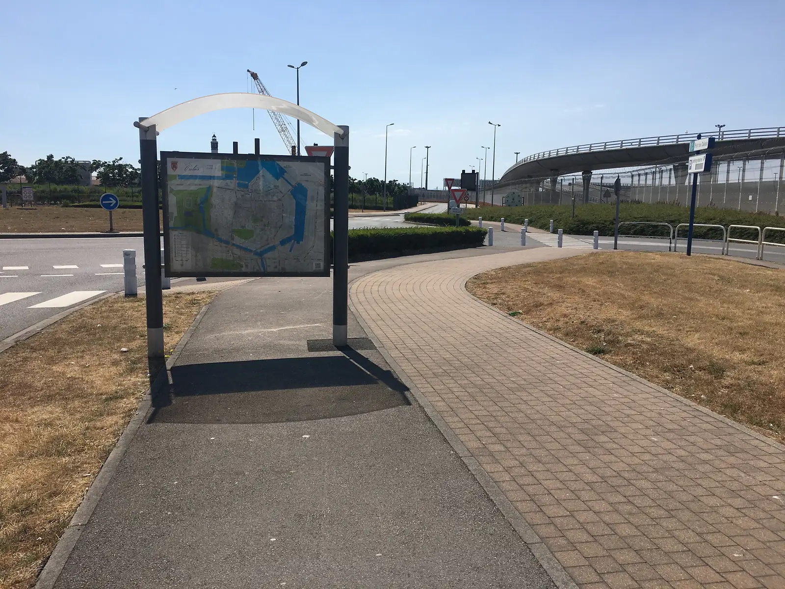 A big sign on a cycle path